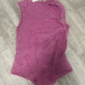 Noam Pink Intermix  Sleeveless Bodysuit Top